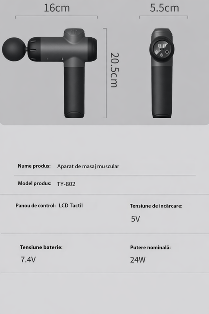 Pistol de masaj profesional pentru recuperare musculară și relaxare